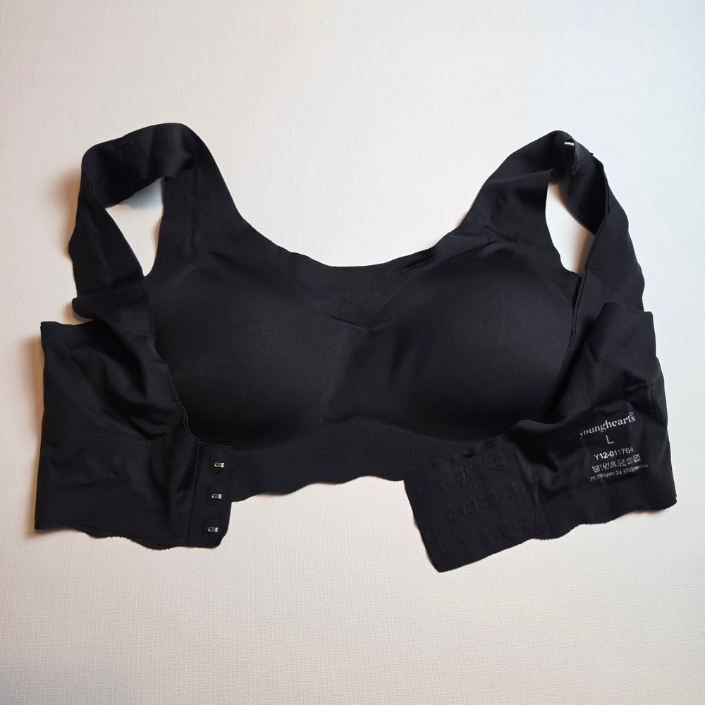 Younghearts Seamless Wireless Comfort Bra Solid Black Large